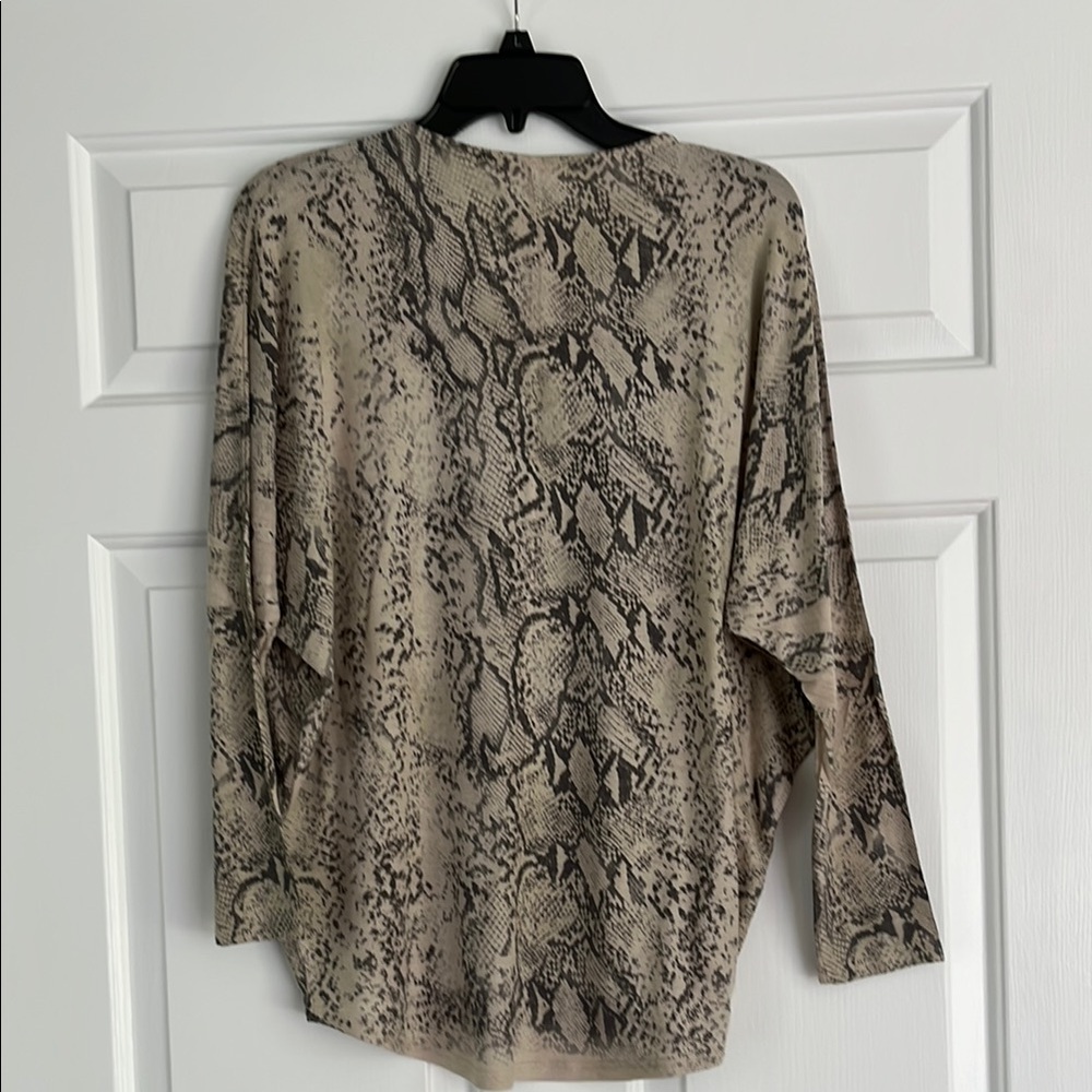 All Saints Tan Long Sleeve Snakeskin Tee - Picture 7 of 9